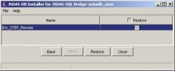 JSDAI Database Installer Tool - dialog window for restoring repositories